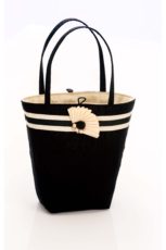 Black silk handbag with black and cream trim