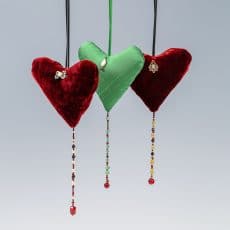 silk hearts with beads